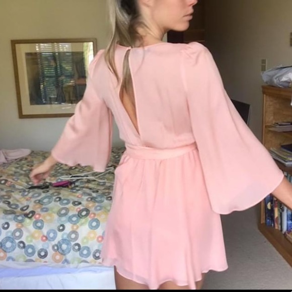 Bebe Chiffon Pink Long Sleeve Dress - Picture 3 of 3
